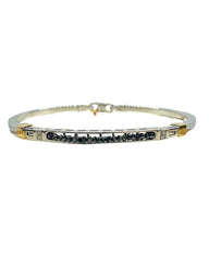 Bracciale Rigido Zancan In Oro Bianco E Rosa Con Diamanti Neri E Bianchi