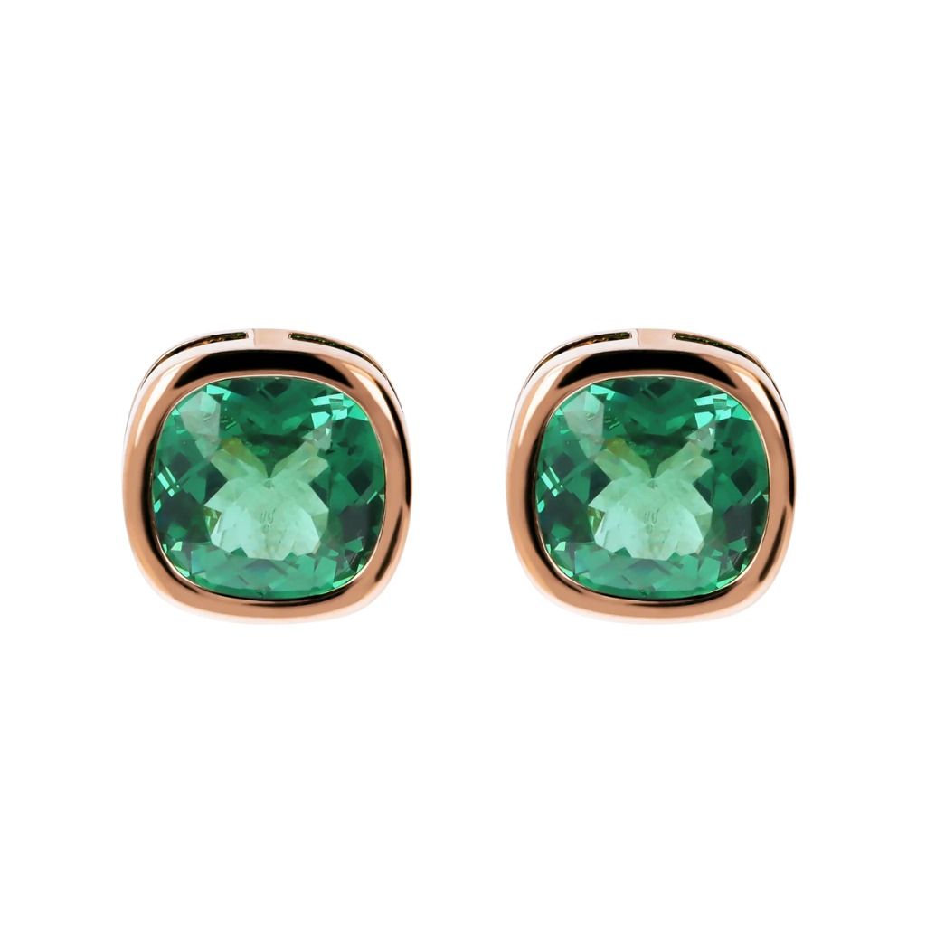 Bronzallure Stud Earrings with Cushion Cut Gem Prism -