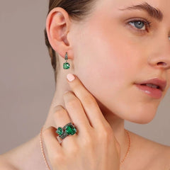 Orecchini Bronzallure Pendenti Con Prisma Gem Verdi Quadrata E Pavé WSBZ02182.EM