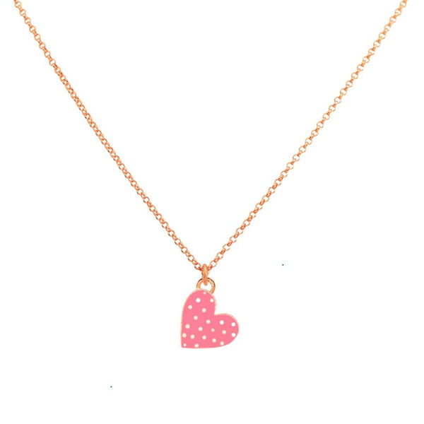 Versari Pink Enameled Heart Necklace