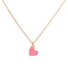 Versari Pink Enameled Heart Necklace