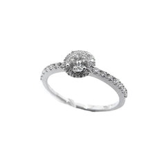Mirco Visconti Solitaire Ring in White Gold with Central Diamond and Diamond Surround