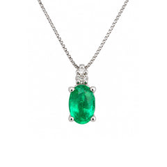 Collana Iannelli Handmade in Oro Bianco 18 KT con Smeraldo e Diamante Naturali CLKSMD