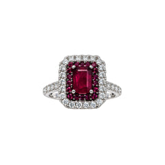 Anello Iannelli Handmade in Oro Bianco 18 KT con Rubini Naturali e Diamanti Naturali