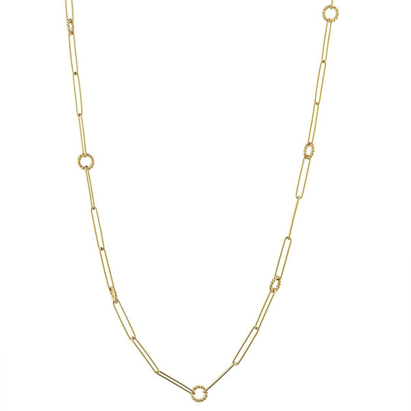 Marcello Pane Long Link Necklace with Torchon Inserts