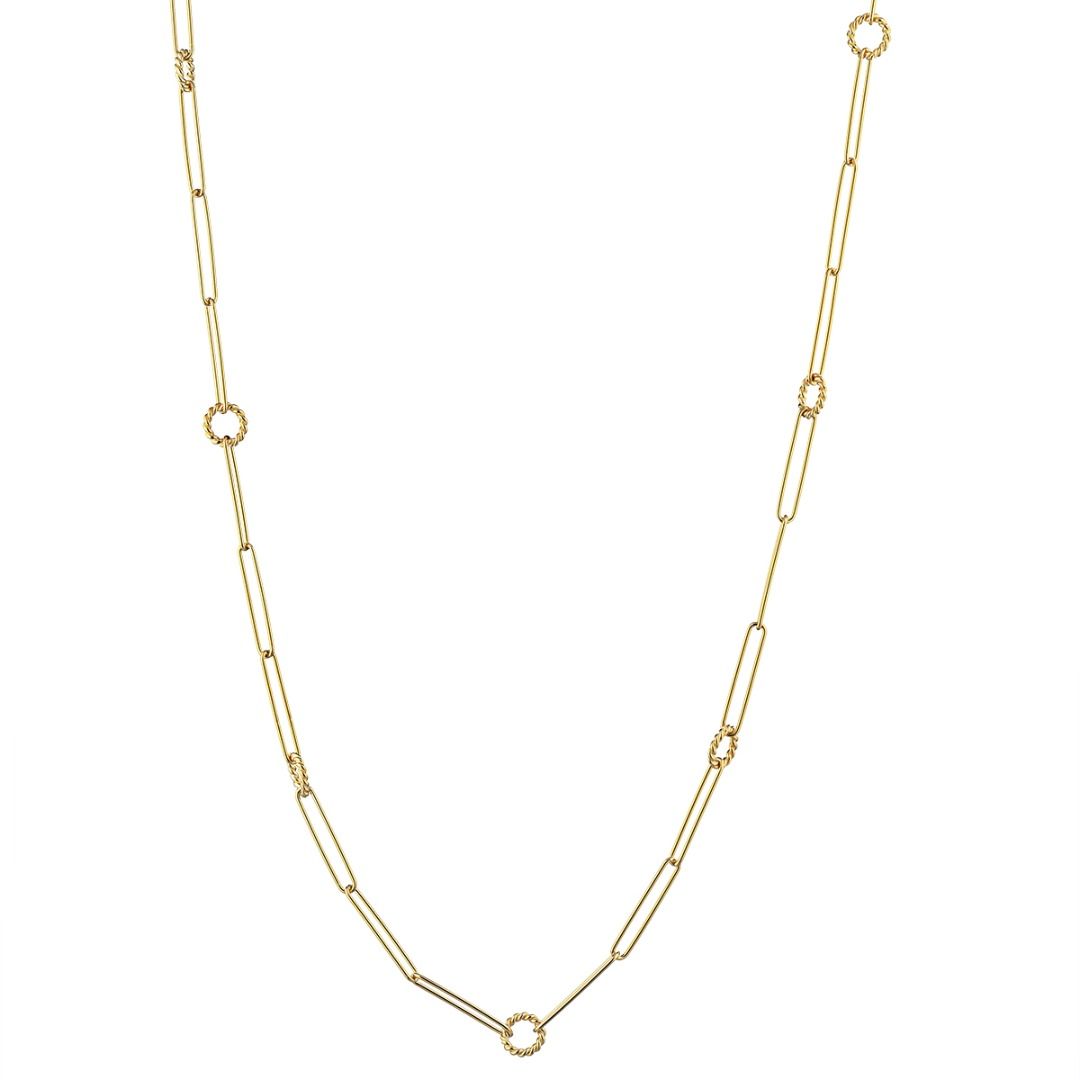 Marcello Pane Long Link Necklace with Torchon Inserts