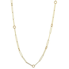 Marcello Pane Long Link Necklace with Torchon Inserts