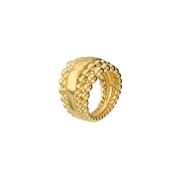 Anello Etrusca a Fascia Graduato Texture Pallinata WSET00975.YG