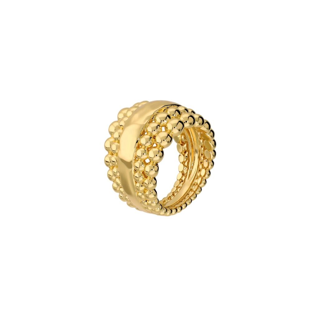 Anello Etrusca a Fascia Graduato Texture Pallinata WSET00975.YG