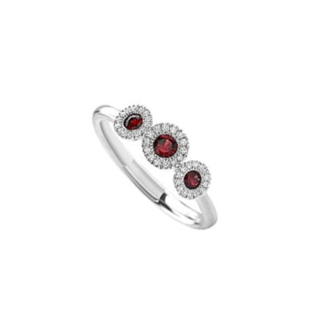 Giorgio Visconti Trilogy Ring in White Gold with Rubies and Diamonds
