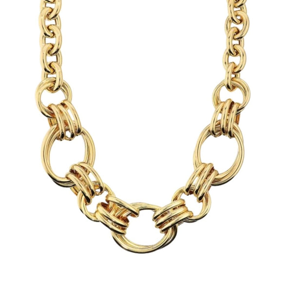 Collar etrusco de cadena rolo maxi chapado en oro amarillo
