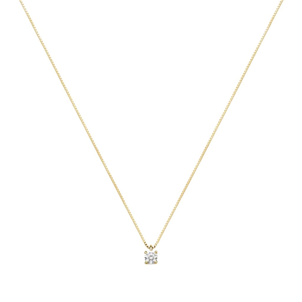 Stroili Claire 9 CT Yellow Gold Venetian Chain with Cubic Zirconia Pendant 1433822