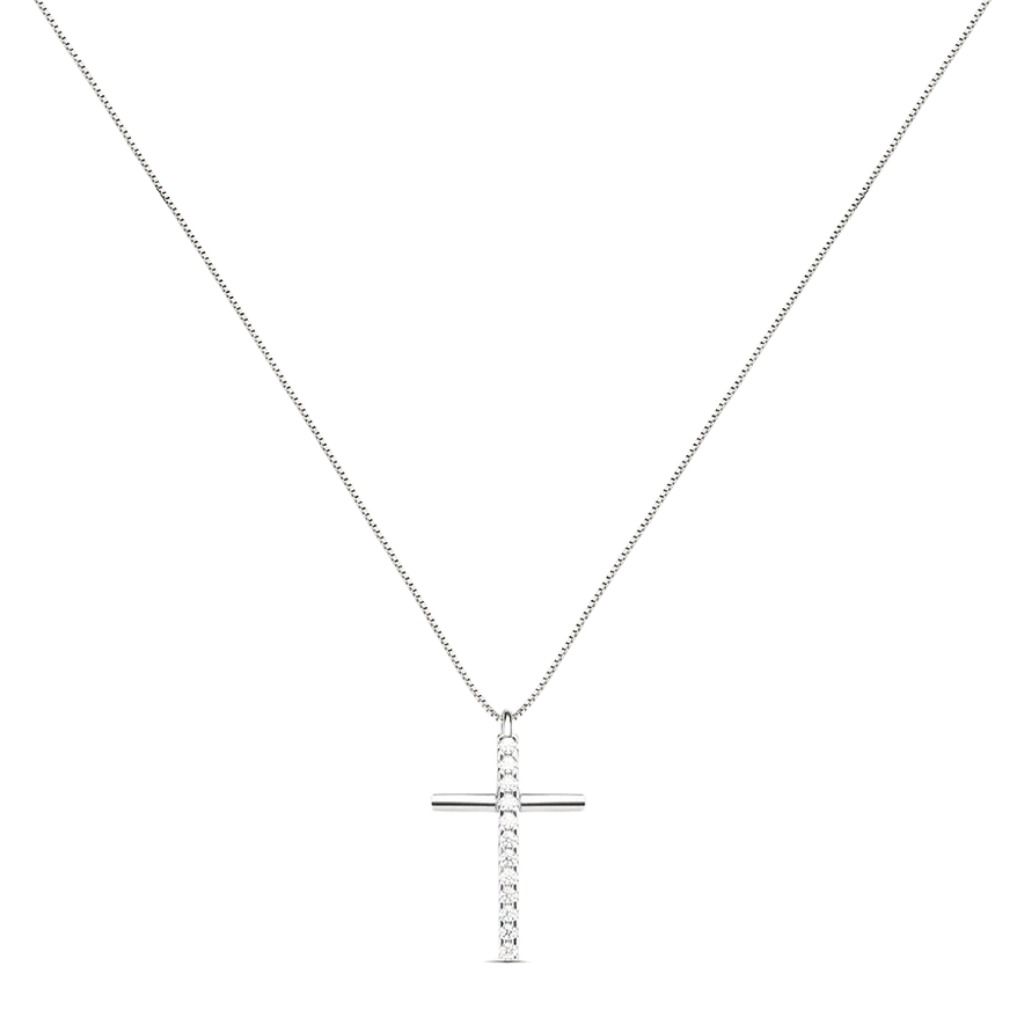 Stroili Holy Cross 9 CT White Gold Cubic Zirconia Necklace 1426391