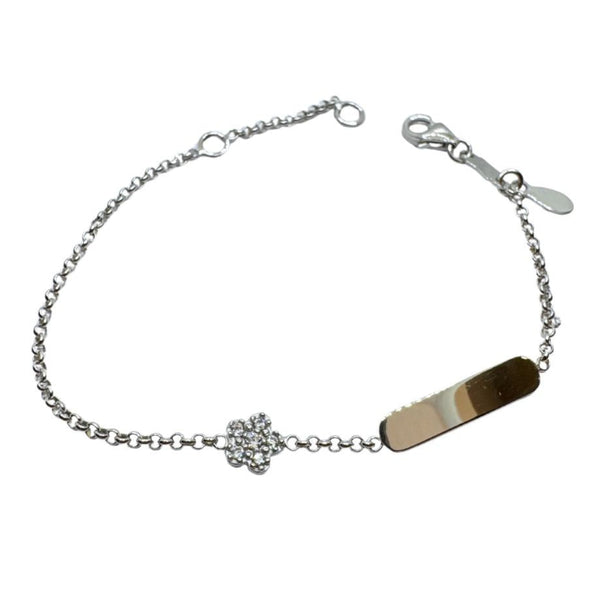 Bracciale Bimba in Oro Bianco 18 KT con Fiore con Zirconi BR168