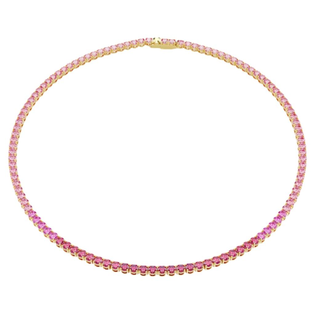 Swarovski Tennis Matrix Necklace Pink Yellow Gold Plated 5751762