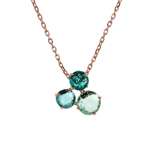 Bronzallure Necklace with Trilogy Pendant in Mosaic-Cut Prism Gem