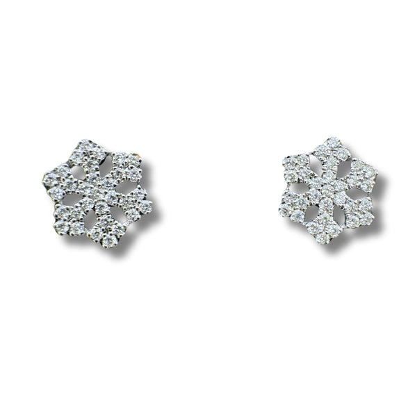 Iannelli Handmade Snowflake Earrings in White Gold and Diamonds