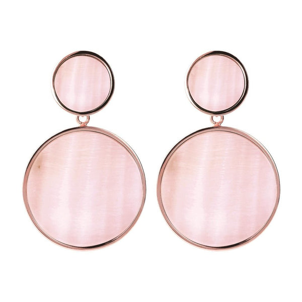 Pendientes Bronzallure de doble disco en nácar rosa