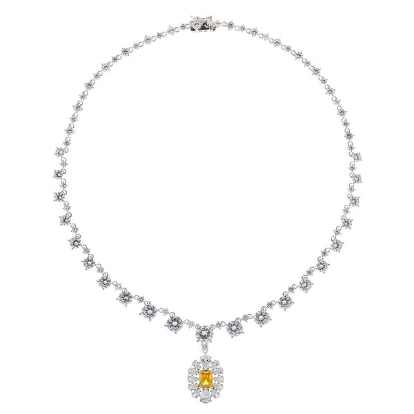 Collana Stardust Girocollo Con Zirconi Bianchi E Pendente Con Zircone Giallo NROBGBZ