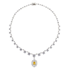 Stardust Choker Necklace with White Zircons and Yellow Zircon Pendant