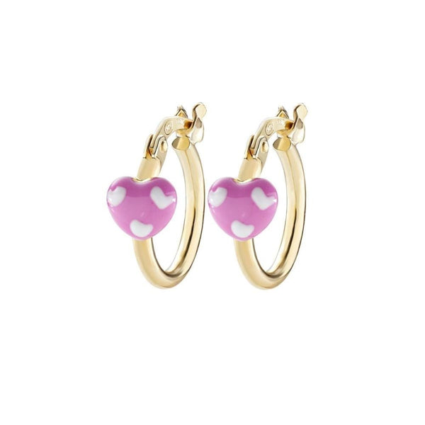 Orecchini Amen Bimba Cerchietto Con Cuore Smaltato Rosa ORJCUGRO1