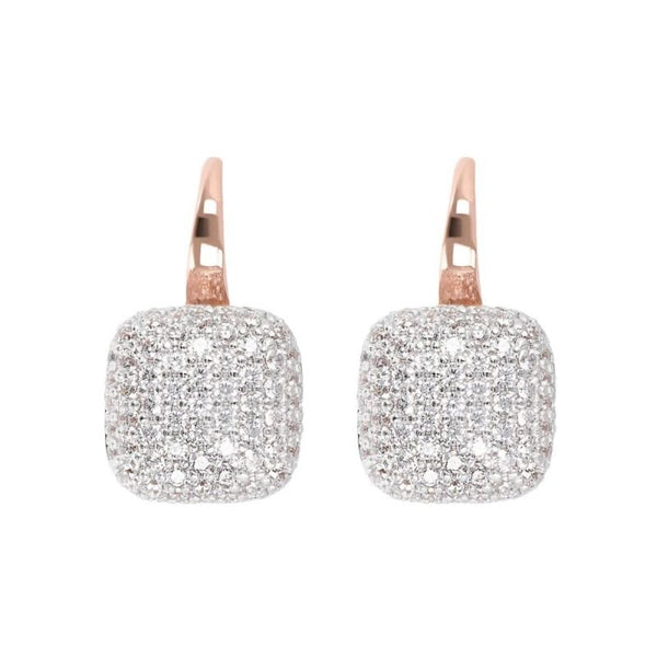 Pendientes colgantes cuadrados Bronzallure con pavé de circonitas blancas