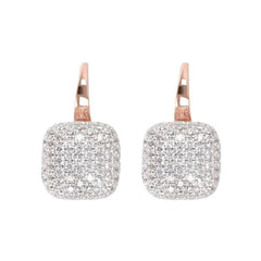 Bronzallure Square Pendant Earrings with White Zircon Pavé