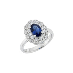Mirco Visconti Ring with Sapphire and Double Diamond Surround