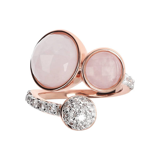 Anillo Bronzallure con piedras redondas naturales y pavé de circonitas