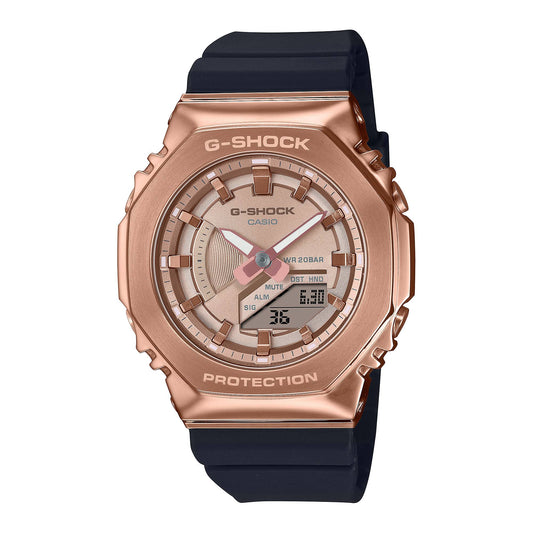 Women's G-Shock Watch with Rose Gold PVD Case and Silicone Strap