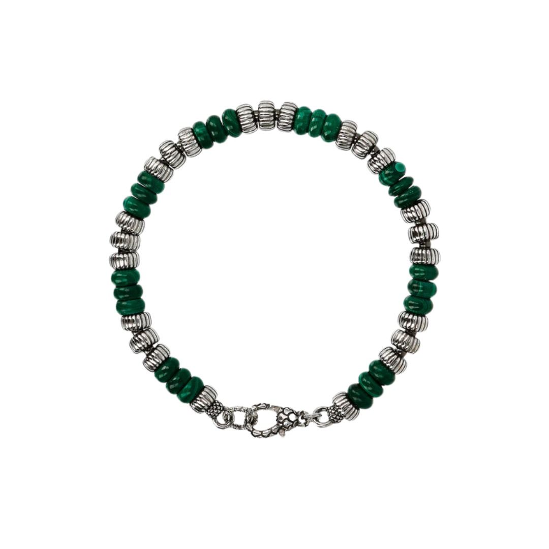 Bracciale Albert M. Con Rondelle In Argento E Malachite WSOX00507.GM