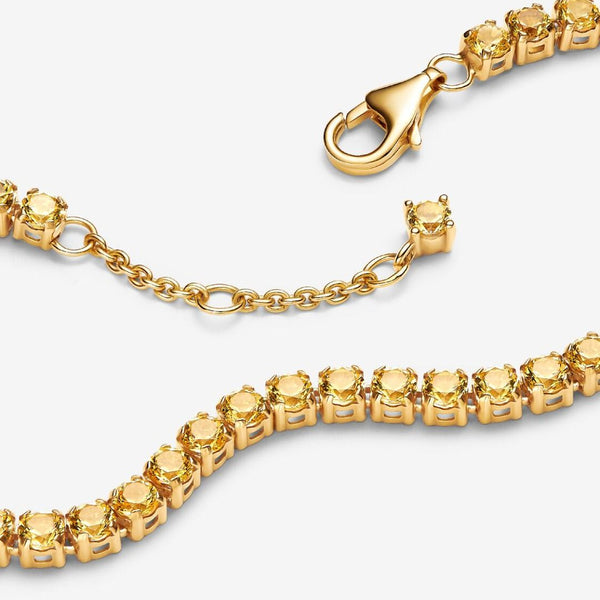 Bracciale Pandora Tennis Cristalli Gialli Placcatura In Oro 14k 561469C03
