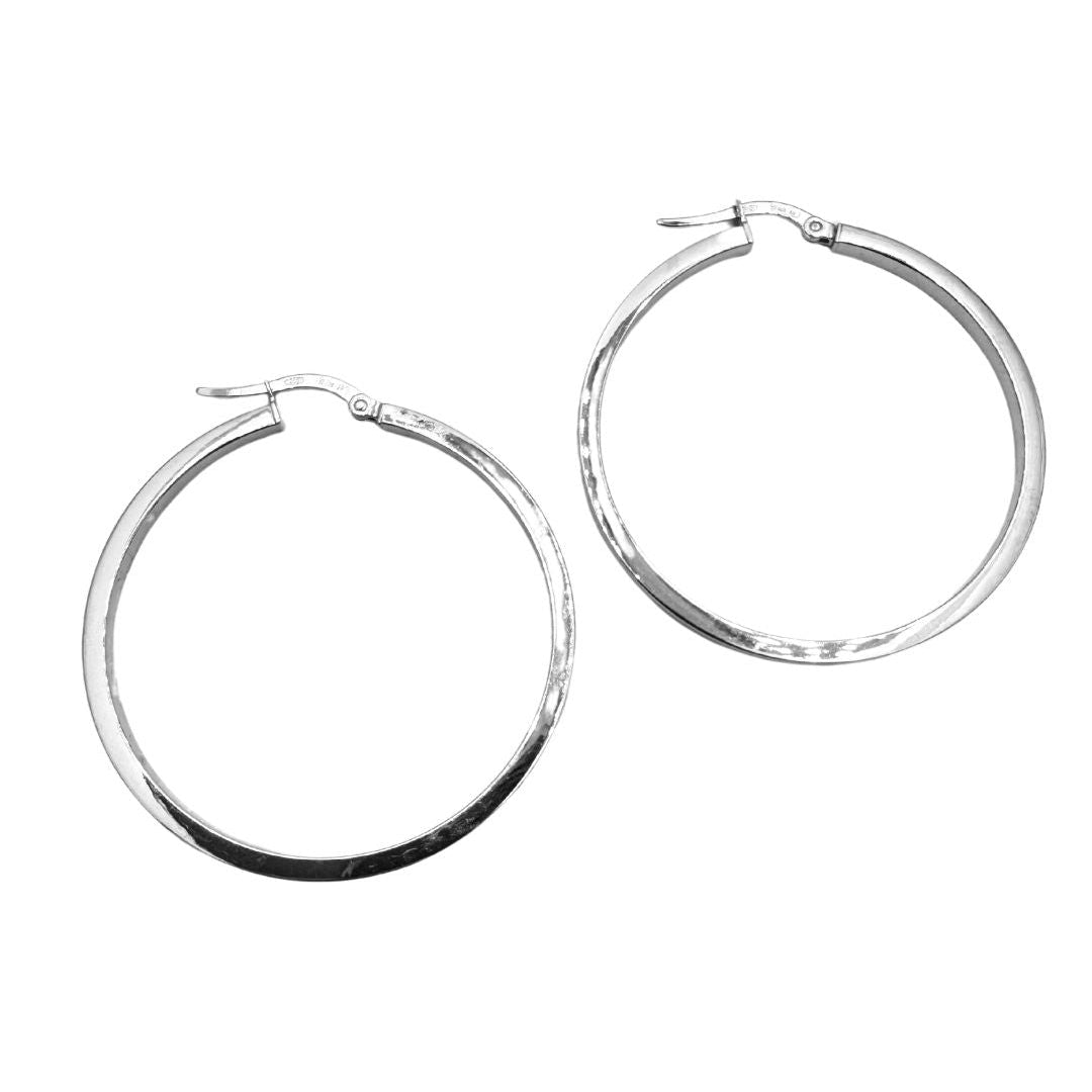 Square Hoop Earrings in White Gold