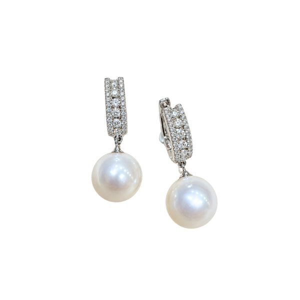 Orecchini Giorgio Visconti in Oro Bianco Pendenti con Diamanti Naturali e Perle BBX37096