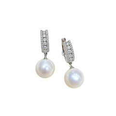 Orecchini Giorgio Visconti in Oro Bianco Pendenti con Diamanti Naturali e Perle BBX37096