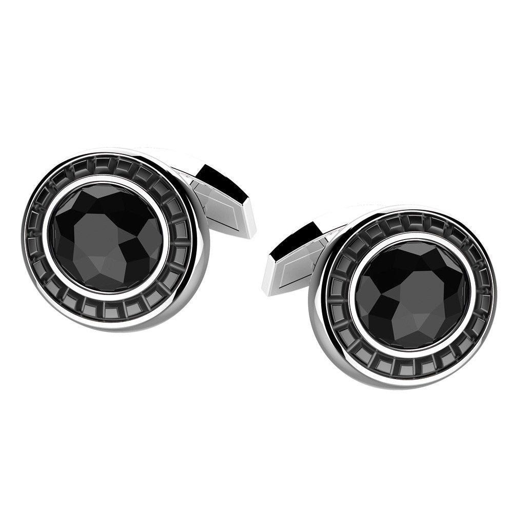 Gemelos para hombre Zancan en plata con ónix