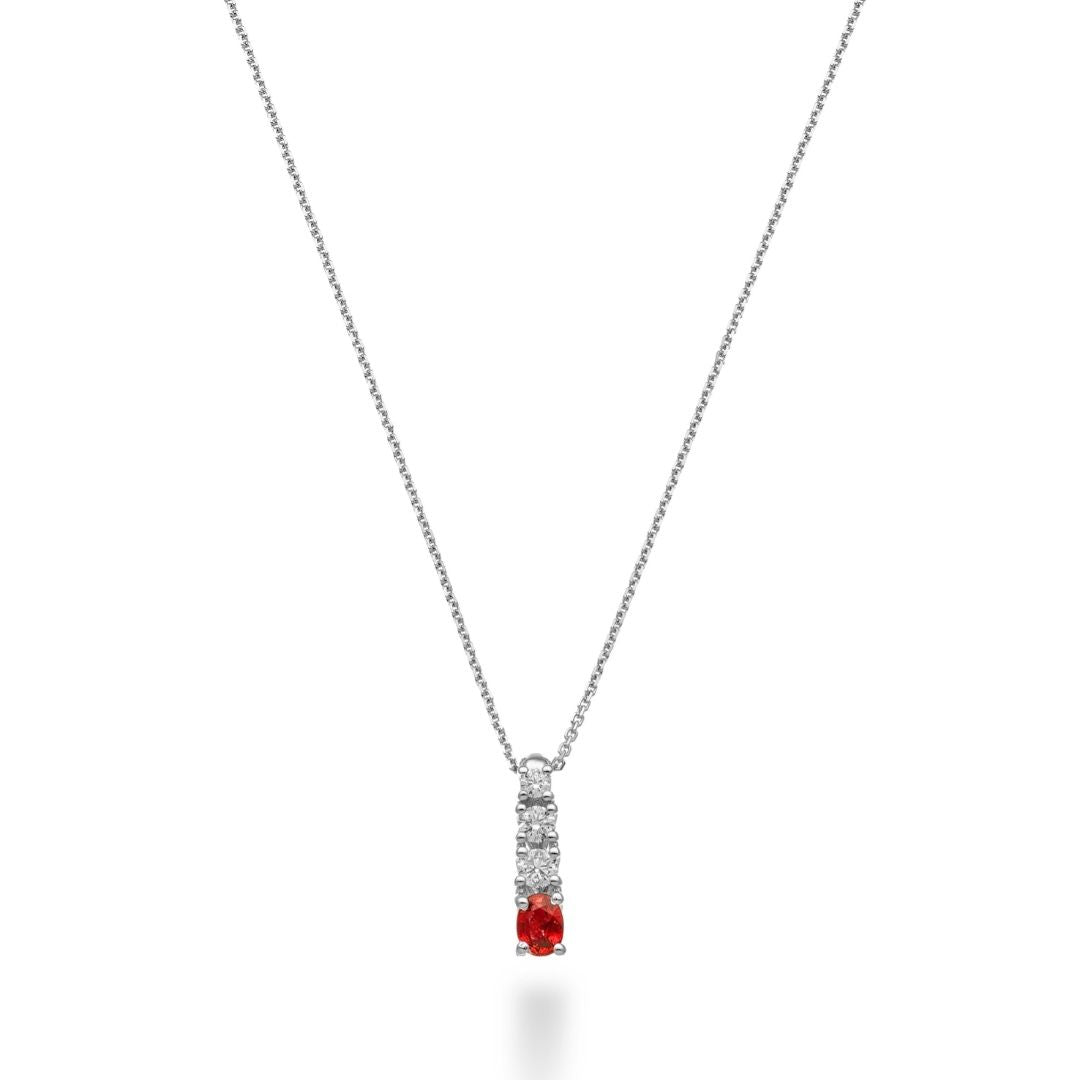 Collar Golay de oro blanco con colgante con un rubí de talla ovalada de 0,23 ct y diamantes de 0,16 ct