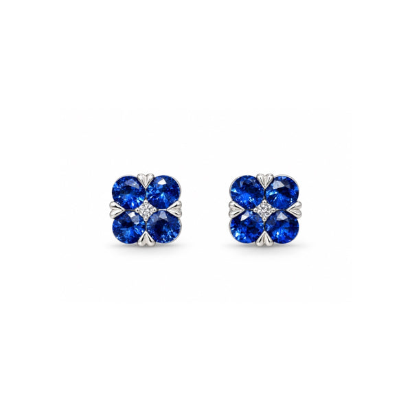 Orecchini Handmade in Oro Bianco !8 KT con Zaffiri Naturali e  Diamante Naturale ORDAMZ
