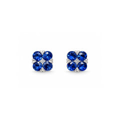 Orecchini Handmade in Oro Bianco !8 KT con Zaffiri Naturali e  Diamante Naturale
