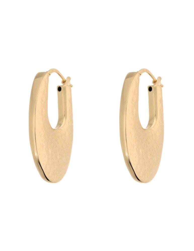 Orecchini Etrusca Ovali Martellati Placcati Oro Giallo 18 KT WSET00933.YG