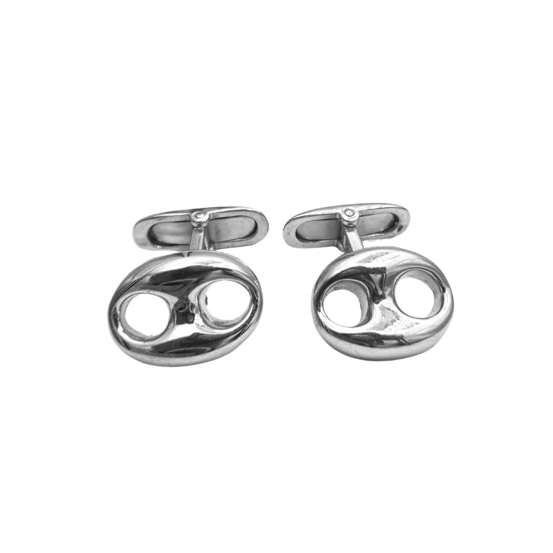 Gemelos de plata para hombre con nudo marinero