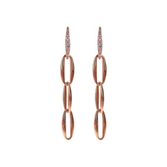 Bronzallure Drop Earrings with Marquise Links and Cubic Zirconia Pavé Element