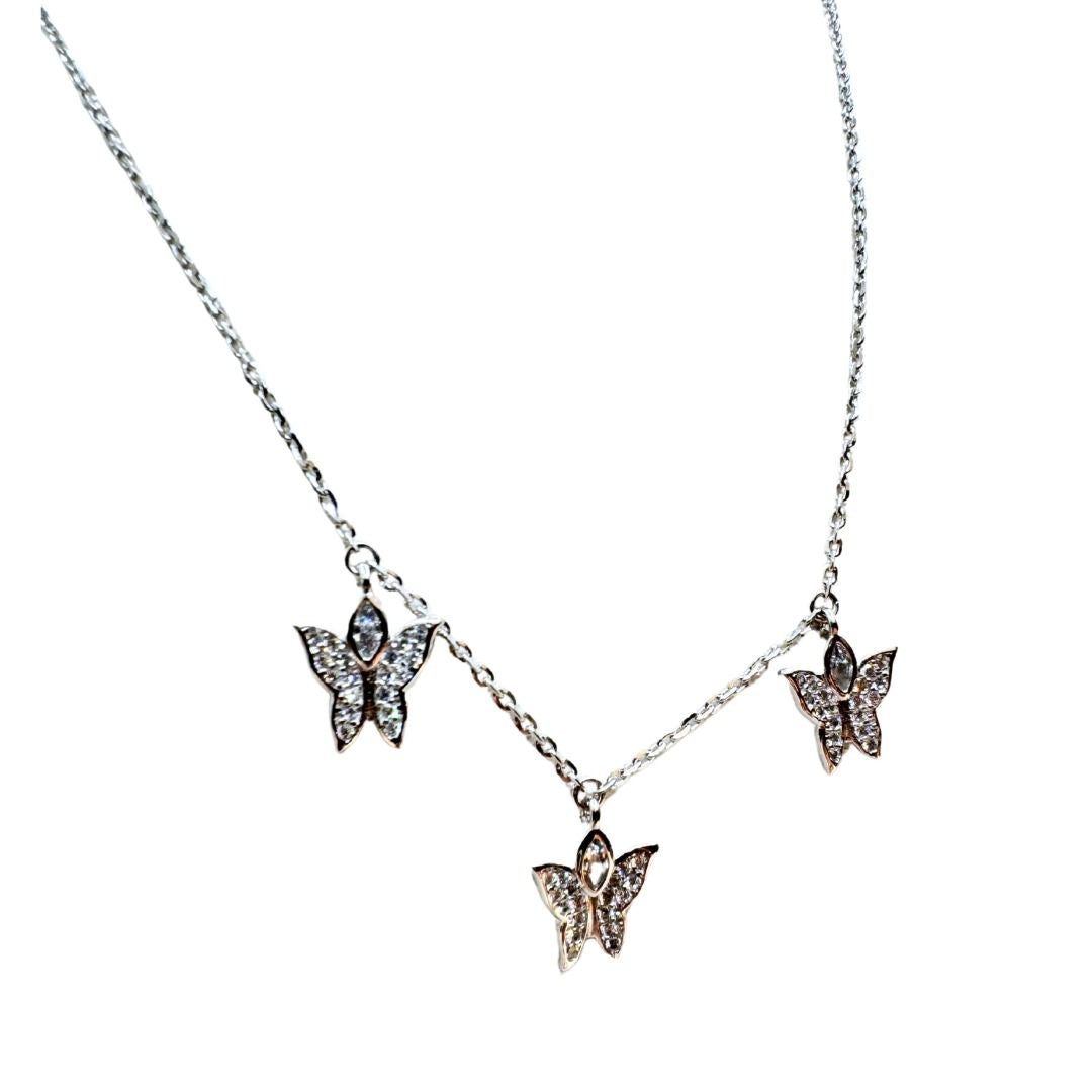 Collar de plata Rebecca Diana con tres mariposas de circonitas