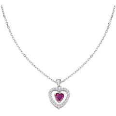 Collana Amen Con Cuore Rubino Pendente CLHSHBRBZ