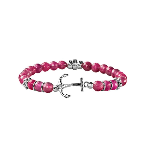 Maria Cristina Sterling Bracelet with Anchor and Fuchsia Quartz