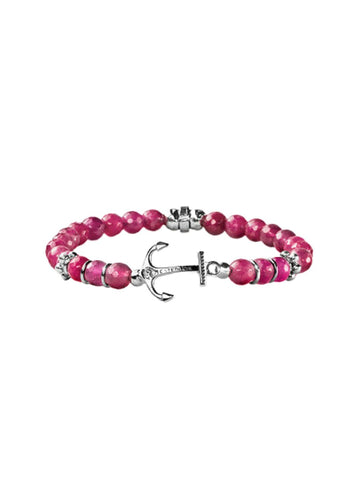 Bracciale Maria Cristina Sterling con Ancora e Quarzo Fucsia