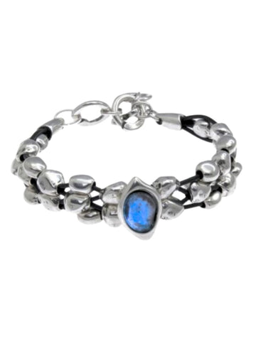 Multi-Strand Cyclon Bracelet with Blue Murano Glass