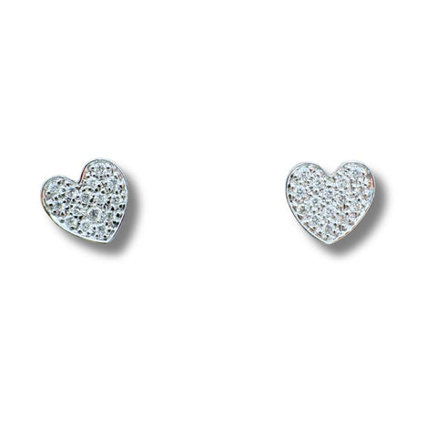 Orecchini Iannelli Handmade a Cuore in Oro Bianco 18 KT con Diamanti ct.0,09