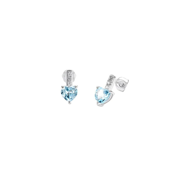 Orecchini Stroili Lobo Punto Luce Cuore Amélie Oro Bianco 9 KT Topazio Sky Blue 1413236