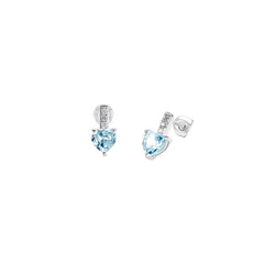 Orecchini Stroili Lobo Punto Luce Cuore Amélie Oro Bianco 9 KT Topazio Sky Blue 1413236